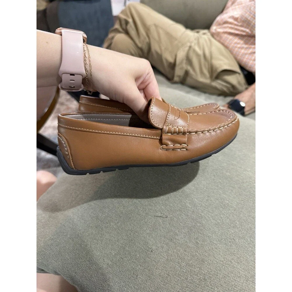Polo Ralph Lauren Leather Penny Loafers Brown Driving Moccasins Kids